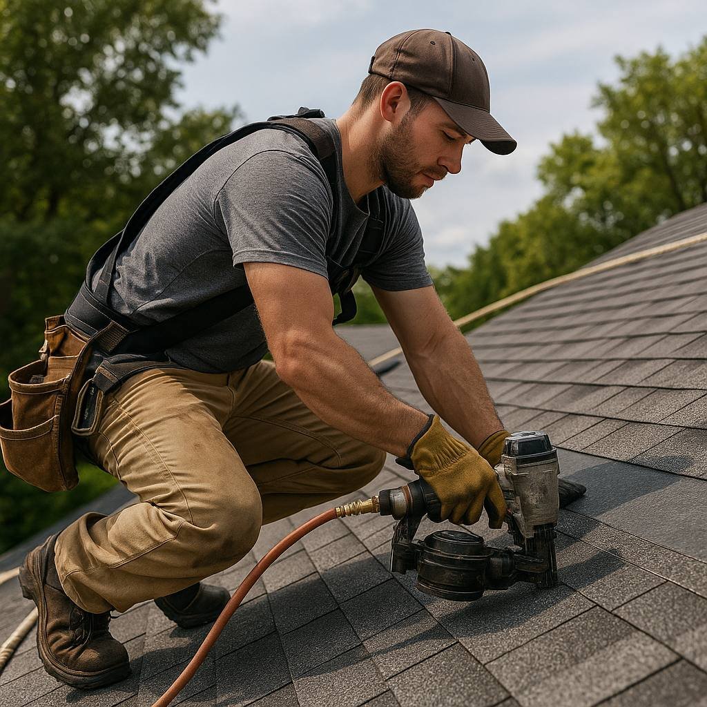 Asphalt Shingle Installation In Progress